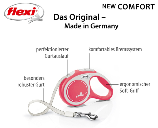 flexi Hundeleine New Comfort rot 5m, 8m